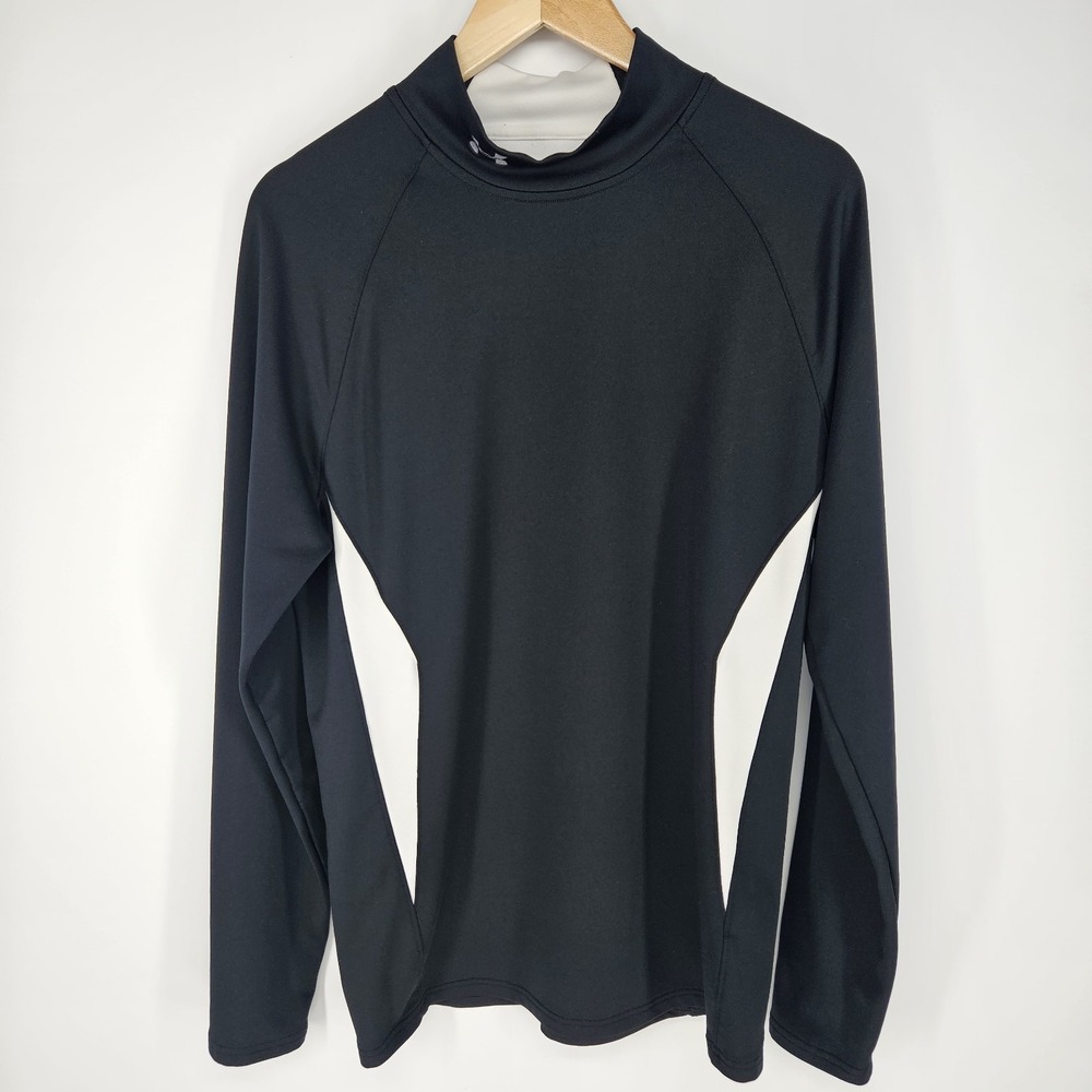 Under Armour ColdGear Mens XL Fitted Mock Neck Long Sleeve Shirt Black Thermal